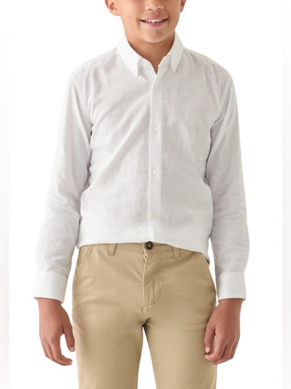 B by Brooks Brothers™ WHITE LINEN SHIRT- 12Y